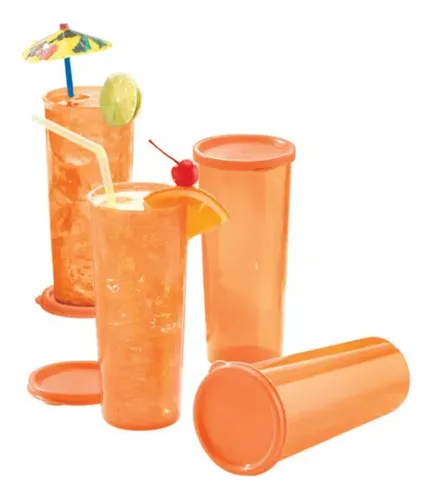 Set 4 Vasos Maravilla Naranjas 470ml C/u Tupperware